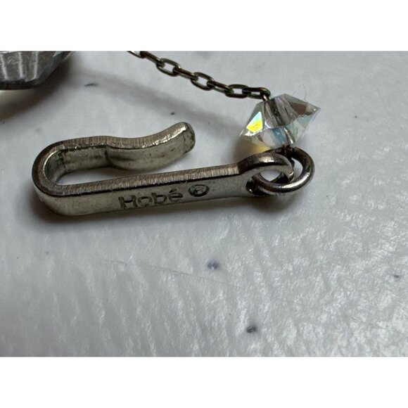 Faceted Blue Aurora Borealis and Clear Crystal Beaded Necklace Hobe Vintage - Picture 6 of 9